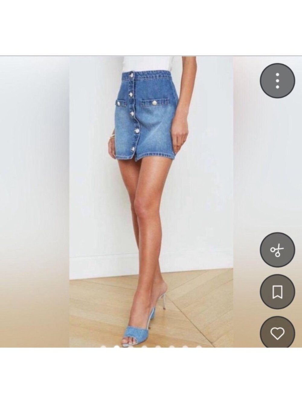 LAgence High-Waisted Button-Front Denim Mini Skirt With Pockets NWOT SZ 30